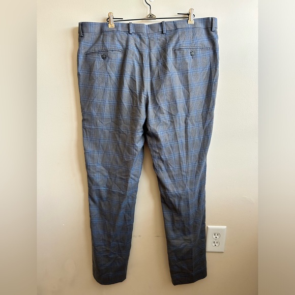 Lineage Mens Grey and Blue Plaid Dress Pants Slacks 40x37 - Picture 3 of 4